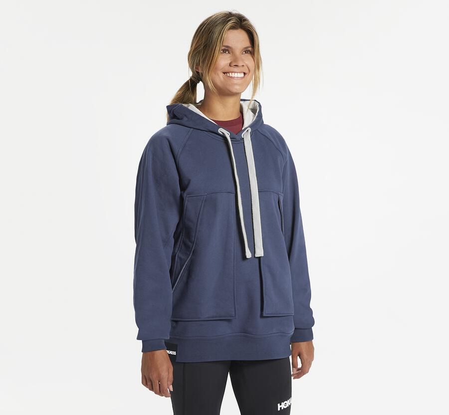 Hoka One One Kapşonlu Sweatshirt Erkek Lacivert - Bondi - RF3426851